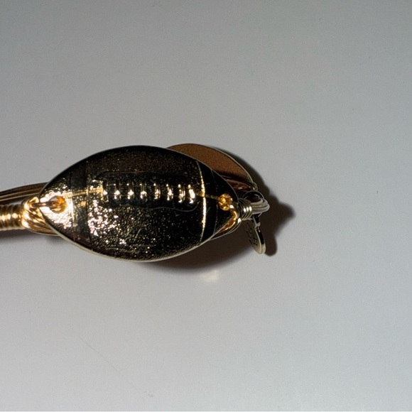 Bourbon and Bowties Gold Football Bangle Bracelet Like New - Picture 5 of 6